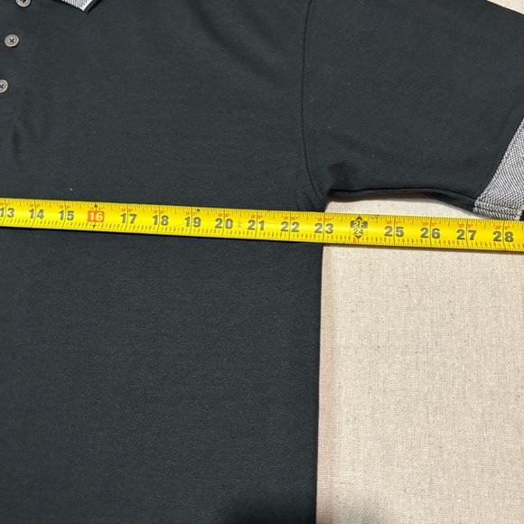 Woolrich Mens Size M Navy Houndstooth Check Short Sleeve Cotton Polo Shirt Black - Picture 7 of 7